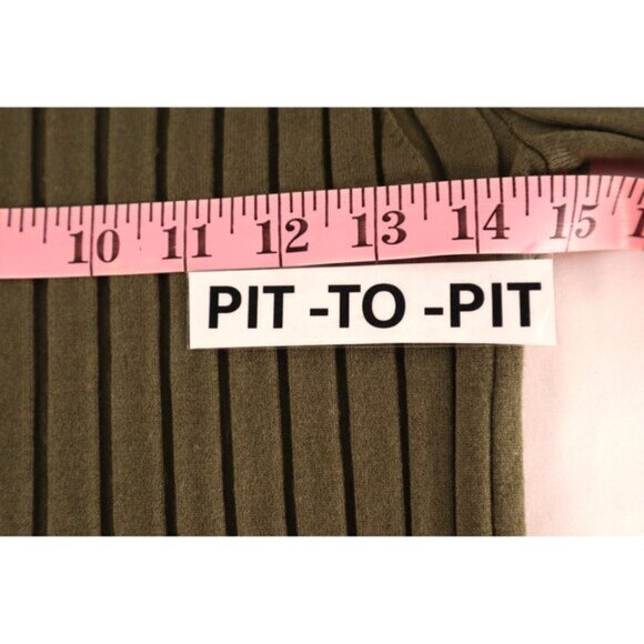 Ribbed Olive Green Zip-Angle Sweater M By INC International Concepts Size Medium - Picture 9 of 13